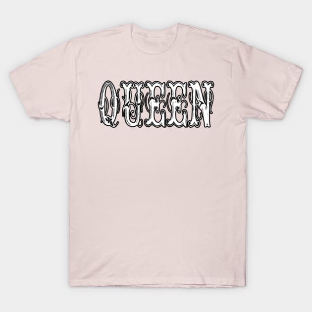 Queen Vintage Letters T-Shirt by artbyomega